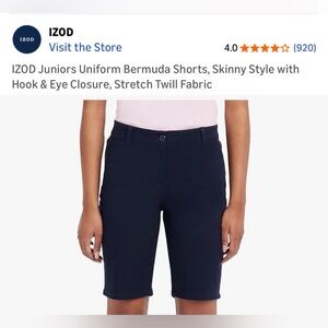 IZOD Juniors Uniform Bermuda Shorts, Skinny Style with Hook & Eye Closure